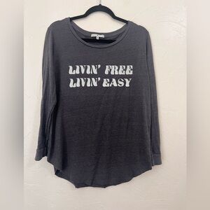 Junk Food Livin Free Livin Easy grey long sleeve tee size XL
